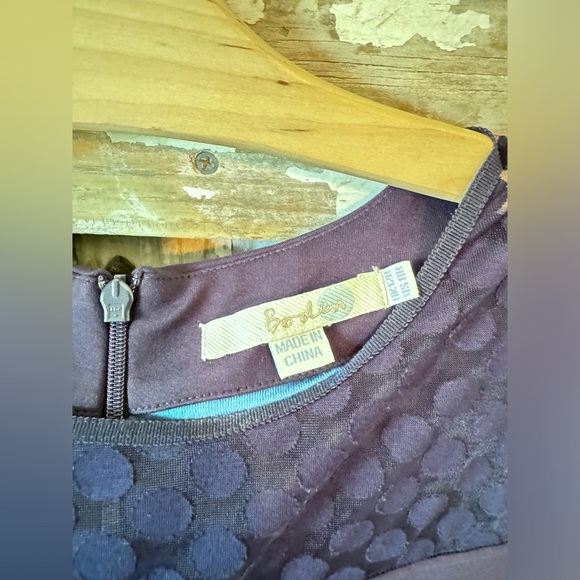 BODEN Electra Ponte Knit Midi Dress Navy Blue Polka Dot Semi Sheer Upper size 8 - Picture 2 of 11